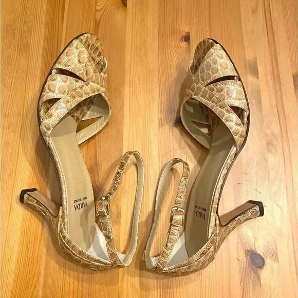 Varda Jenny B New York Designer Croc Leather Heel Sandals Corpcore Officecore - Picture 6 of 11